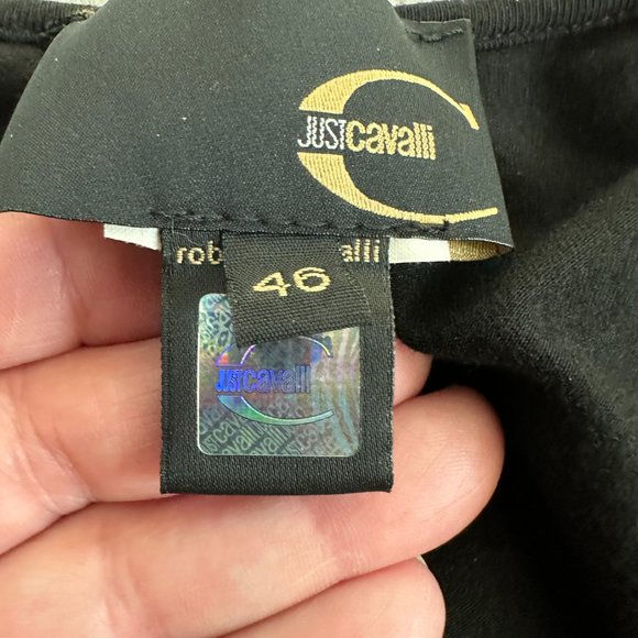 Just Cavalli Roberto Cavalli Dress Midi Black Jersey Knit Metal Bust Accent - 10 - Picture 2 of 10